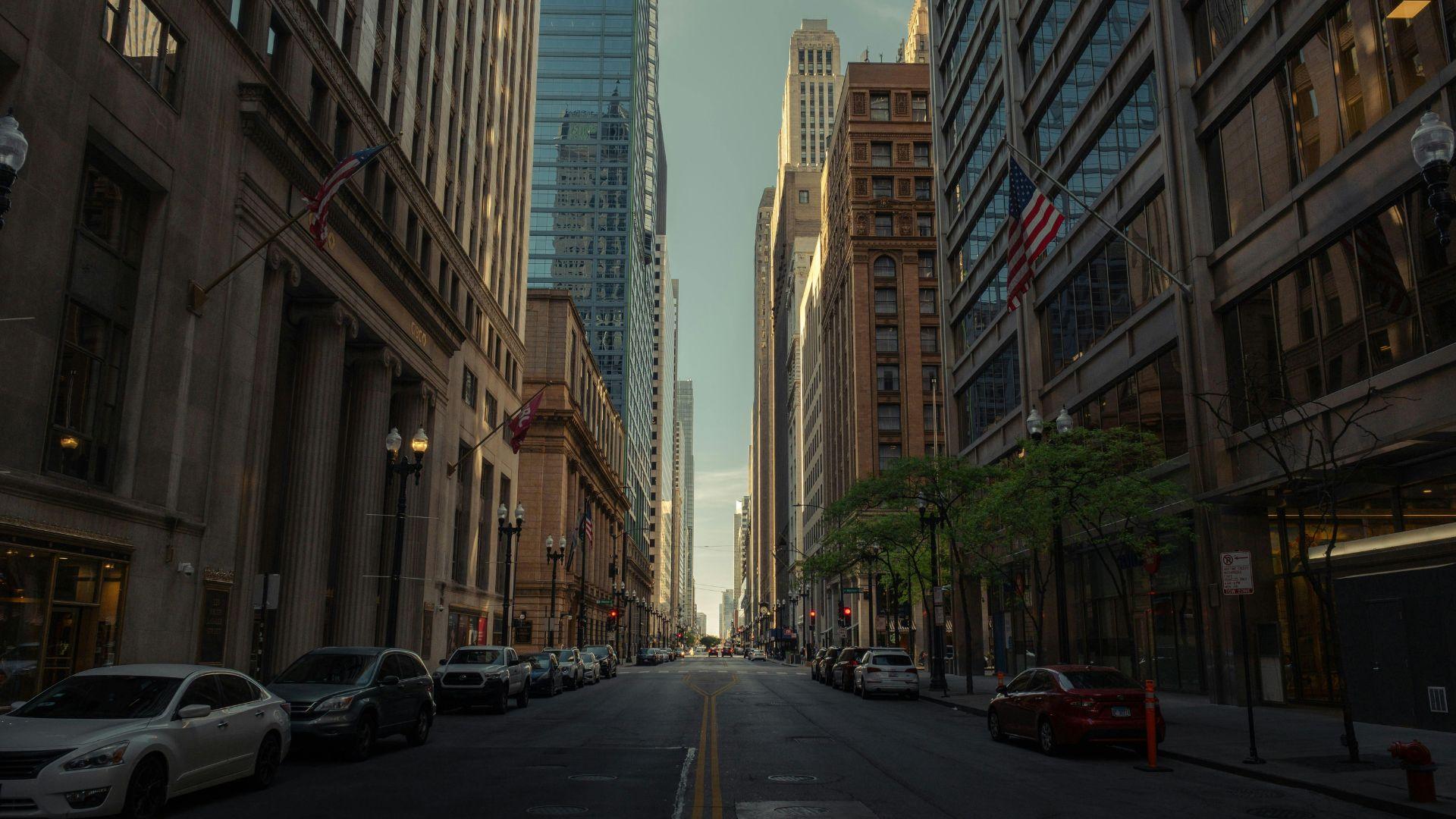 LaSalle Street financial district in downtown Chicago